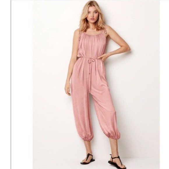 VICTORIA SECRET NAVY ADJUSTABLE STRAP HAREM SATIN JUMPSUIT SIZE XS - Picture 2 of 15